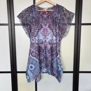 World Unity Top Shirt Womens SMALL Multicolor Whimsigoth Floral Abstract Fairy